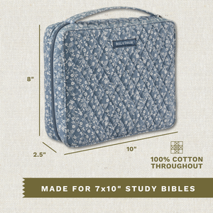 Callout image showing dimensions 10" x 8" x 2.5" and lightweight 100% cotton construction.