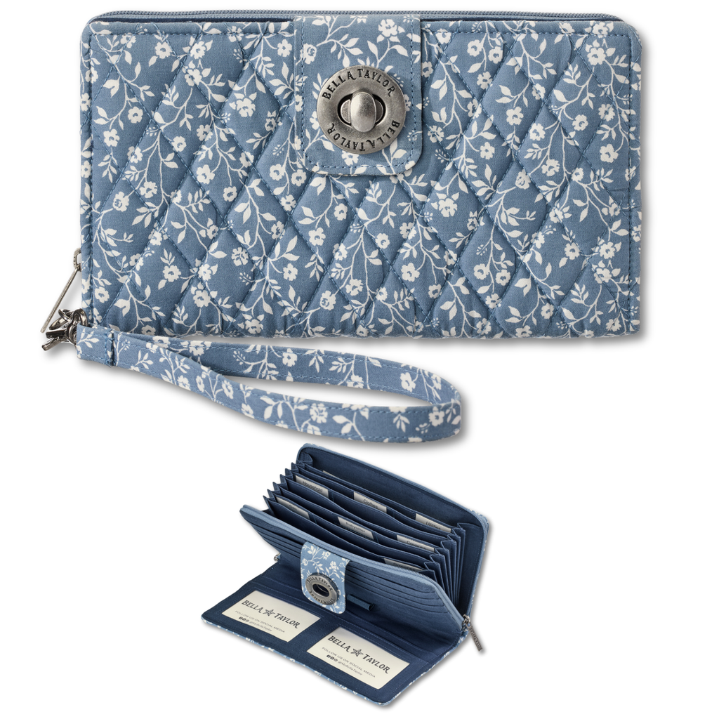 Heritage Blue Floral RFID Cash System Wallet