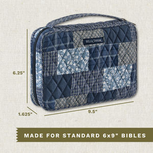 Callout image showing dimensions 9.5" x 6.25" x 1.625" and lightweight 100% cotton construction.