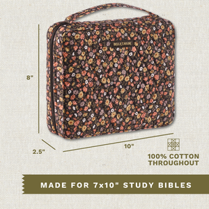 Callout image showing dimensions 10" x 8" x 2.5" and lightweight 100% cotton construction.
