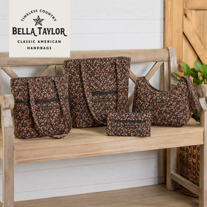 Twilight Garden collection lifestyle image featuring coordinating handbags and accessories.