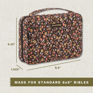 Callout image showing dimensions 9.5" x 6.25" x 1.625" and lightweight 100% cotton construction.