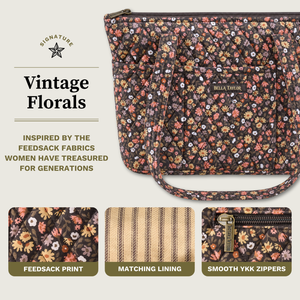 Front and back exterior views with numbered callouts identifying all 6 outside pockets.