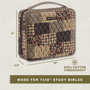 Callout image showing dimensions 10" x 8" x 2.5" and lightweight 100% cotton construction.
