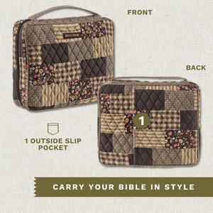 Front and back exterior views of bible cover showing 1 outside slip pocket.