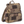 Mini Backpack front view featuring quilted patchwork fabric in espresso brown, golden tan, soft ivory, and dusty mauve with main compartment & front zip pocket.