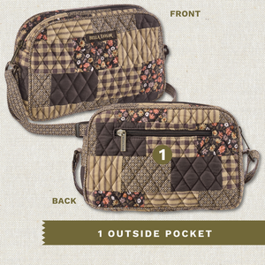 Front and back exterior views with numbered callouts identifying 1 outside pocket.