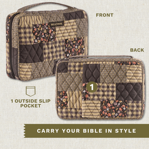 Front and back exterior views of bible cover showing 1 outside slip pocket.