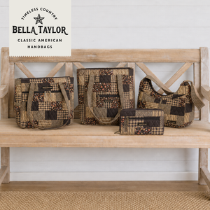 Twilight Garden Patch collection lifestyle image featuring coordinating handbags and accessories.