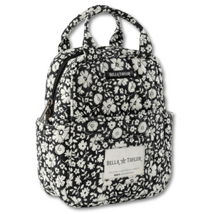 Bicolor Floral Black Lunch Tote