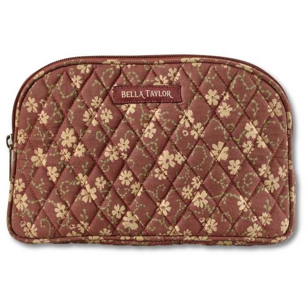 Burgundy Floral Cosmetic Pouch