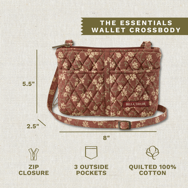 Burgundy Floral Essentials Wallet Crossbody