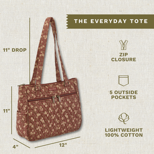 Burgundy Floral Everyday Tote