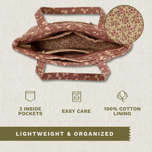 Burgundy Floral Large Tote