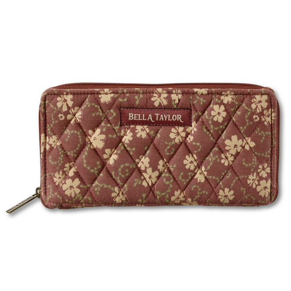 Burgundy Floral RFID Slim Card Wallet