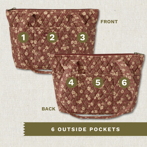 Burgundy Floral Small Tote