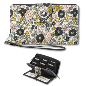 Delicate Floral Charcoal RFID Cash System Wallet