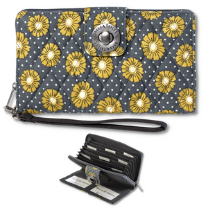 Dotted Daisy Charcoal RFID Cash System Wallet