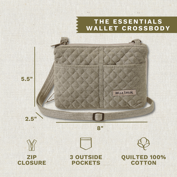 Khaki Chambray Essentials Wallet Crossbody