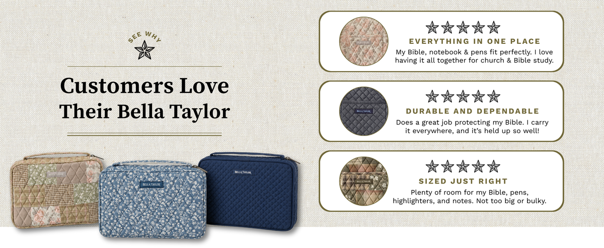 bible covers available in patchworks, feedsack floral prints, and diamond quilted solid colors