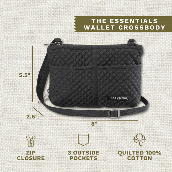 Solid Black Essentials Wallet Crossbody