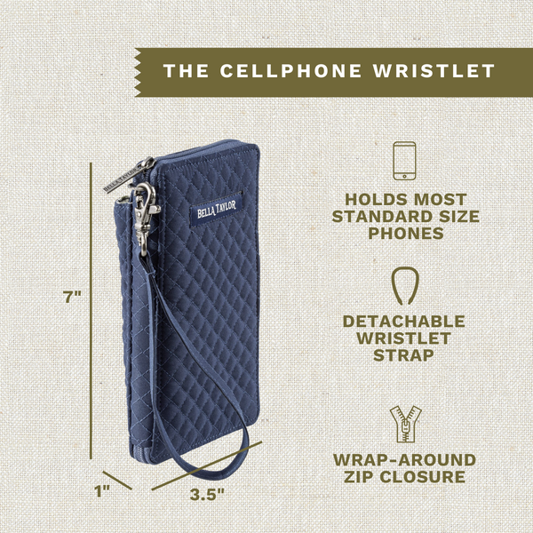 Solid Navy RFID Cell Phone Wristlet