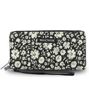 Bicolor Floral Black RFID Envelope Wallet