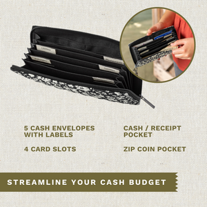 Bicolor Floral Black RFID Envelope Wallet