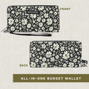 Bicolor Floral Black RFID Envelope Wallet