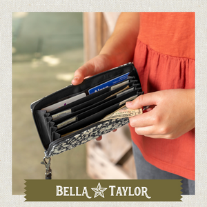 Bicolor Floral Black RFID Envelope Wallet