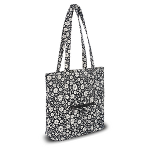 Bicolor Floral Black Large Shoulder Tote