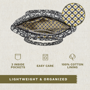 Bicolor Floral Black Large Shoulder Tote