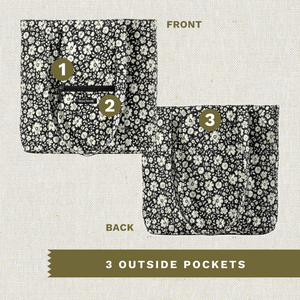 Bicolor Floral Black Large Shoulder Tote