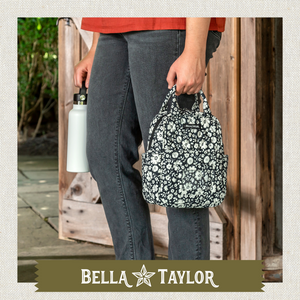 Bicolor Floral Black Lunch Tote