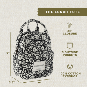 Bicolor Floral Black Lunch Tote