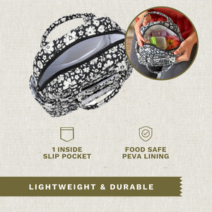 Bicolor Floral Black Lunch Tote