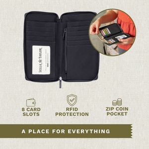 Bicolor Floral Black RFID Cell Phone Wristlet