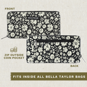 Bicolor Floral Black RFID Slim Card Wallet