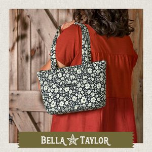 Bicolor Floral Black Small Shoulder Tote