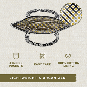 Bicolor Floral Black Small Shoulder Tote