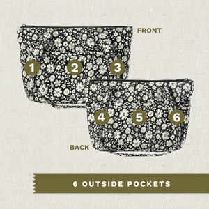 Bicolor Floral Black Small Shoulder Tote