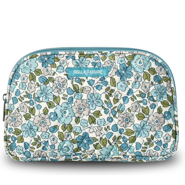 Delicate Floral Blue Cosmetic Pouch