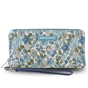 Delicate Floral Blue RFID Envelope Wallet