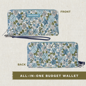 Delicate Floral Blue RFID Envelope Wallet