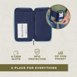 Delicate Floral Blue RFID Cell Phone Wristlet