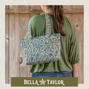 Delicate Floral Blue Small Shoulder Tote