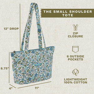 Delicate Floral Blue Small Shoulder Tote
