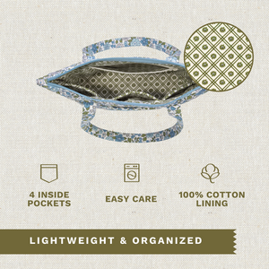 Delicate Floral Blue Small Shoulder Tote