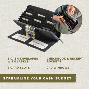 Delicate Floral Charcoal RFID Cash System Wallet