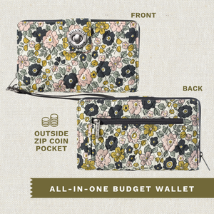 Delicate Floral Charcoal RFID Cash System Wallet